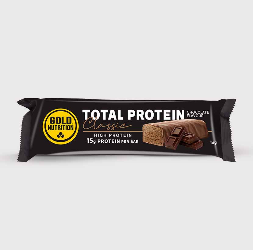 GoldNutrition Total Protein Classic Bar chocolate protein bar package.