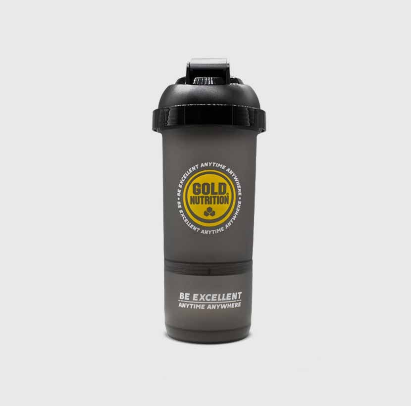 GoldNutrition Mix King Shaker 600ml with a durable plastic bottle and leak-proof lid for protein shakes and smoothies.