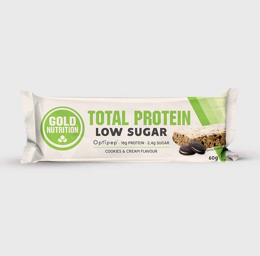 GoldNutrition Total Protein Low Sugar Bar packaged protein snack.