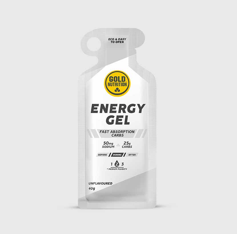 GoldNutrition Energy Gel packet group view showing single-serve gel packaging.