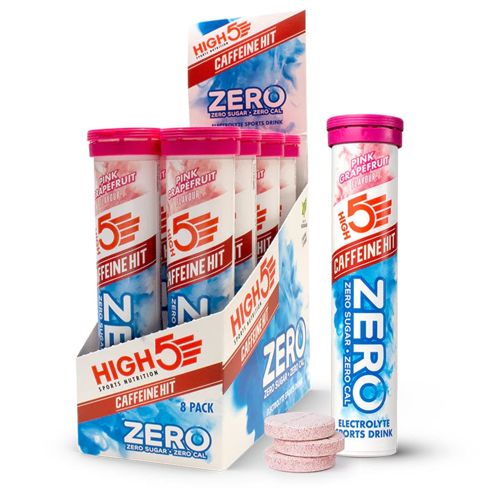 HIGH5 ZERO Caffeine Hit Electrolyte Tablets Berry 20-serving tube label view.