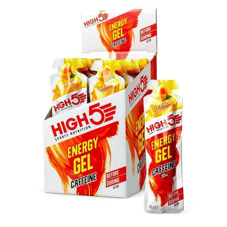 HIGH5 Energy Gel with Caffeine sachet in Orange flavour for endurance fuelling plans.