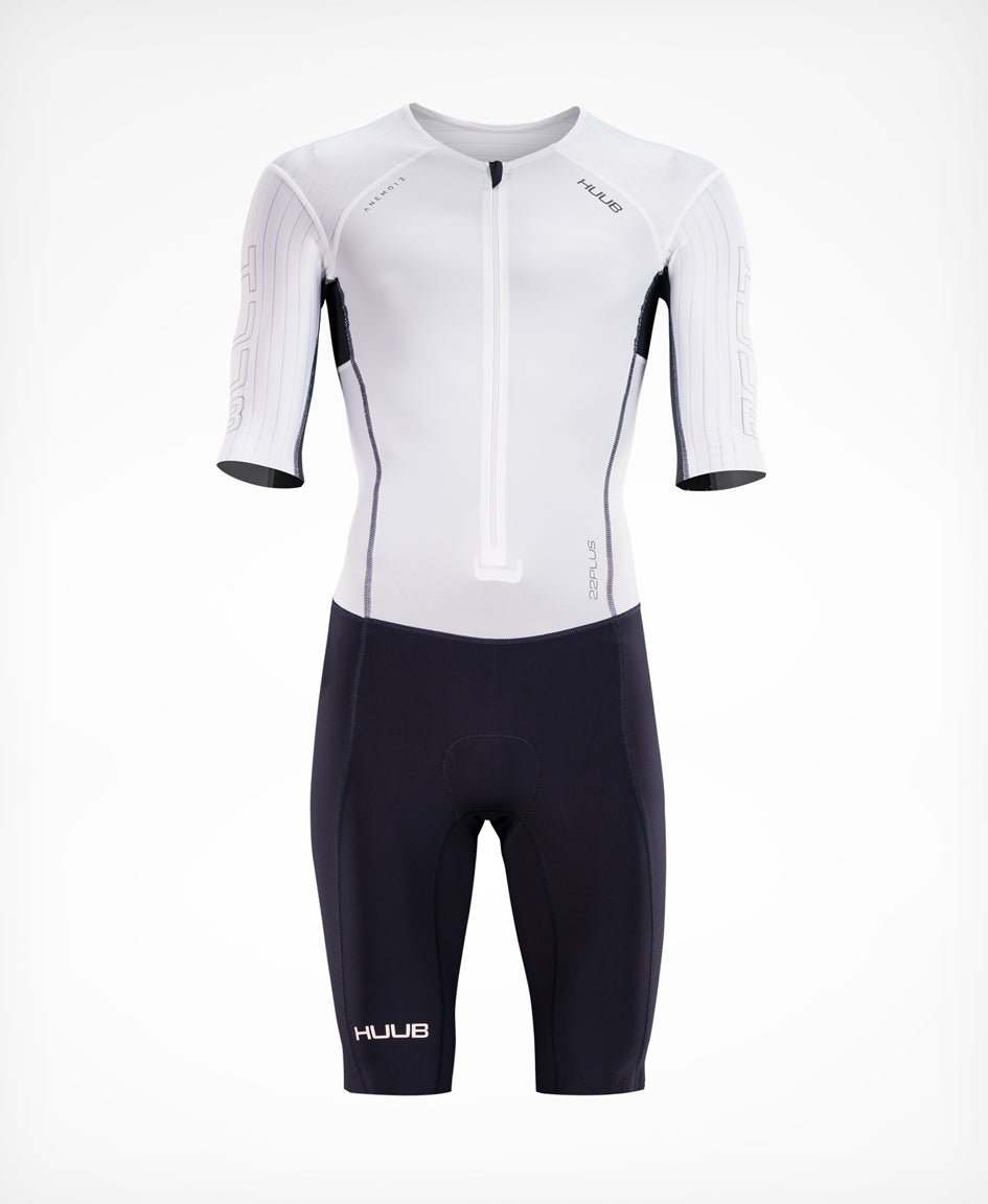 HUUB Anemoi 2 triathlon suit showing aero fabric panel layout.