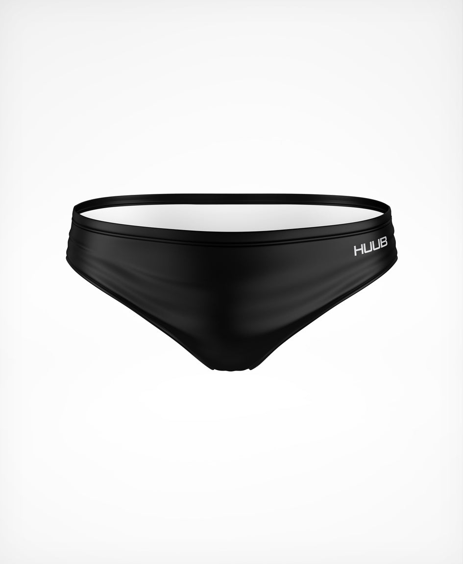 Men's HUUB swim training brief with Carvico chlorine-resistant fabric, 4-way stretch, and drawstring waist for a secure fit.