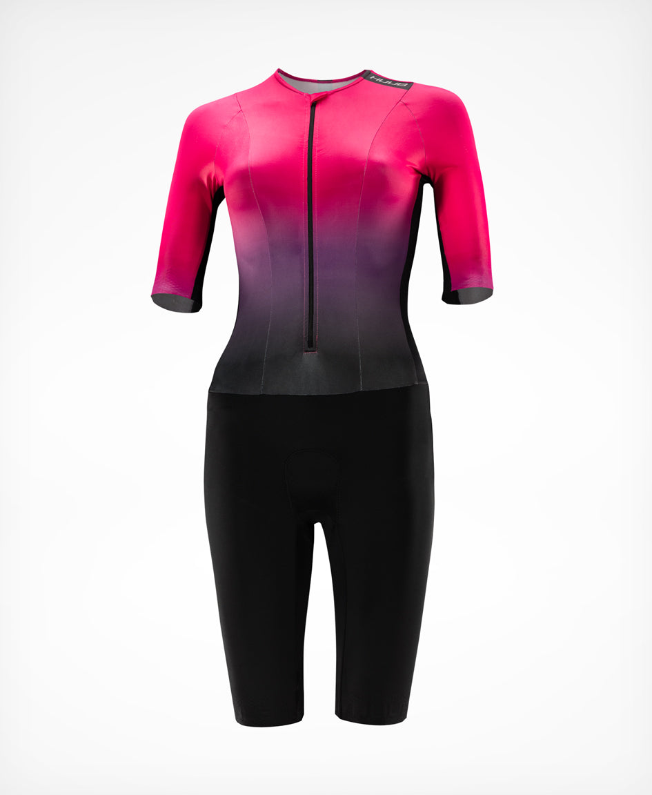HUUB TC Performance women's tri suit in Black/Rose front view