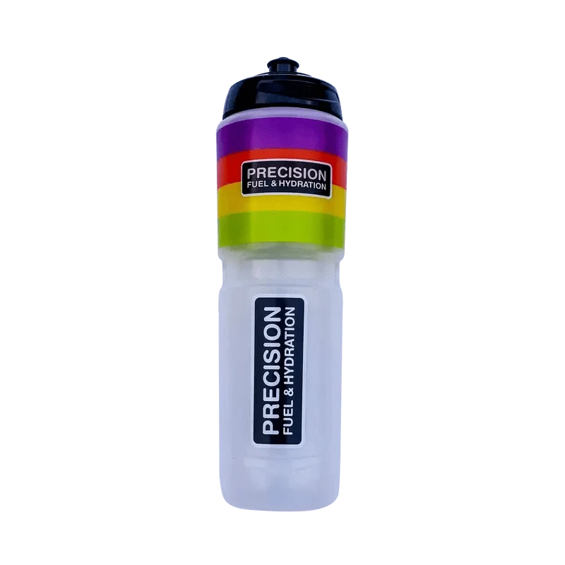 Precision Fuel & Hydration 1L PF&H Bottles, clear plastic water bottles with screw caps, designed for hydration.