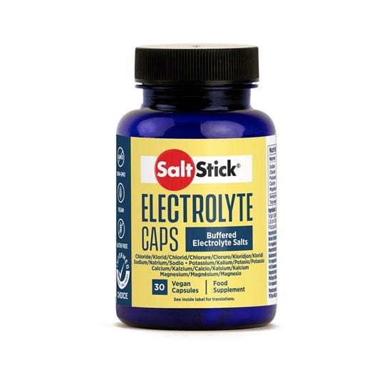 SaltStick Caps electrolyte capsules in a packet, designed for hydration and electrolyte replenishment during physical activity.