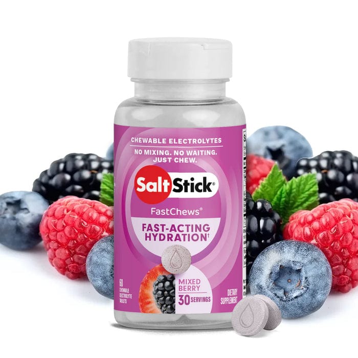 SaltStick FastChews assorted flavours chewable electrolyte tablets.