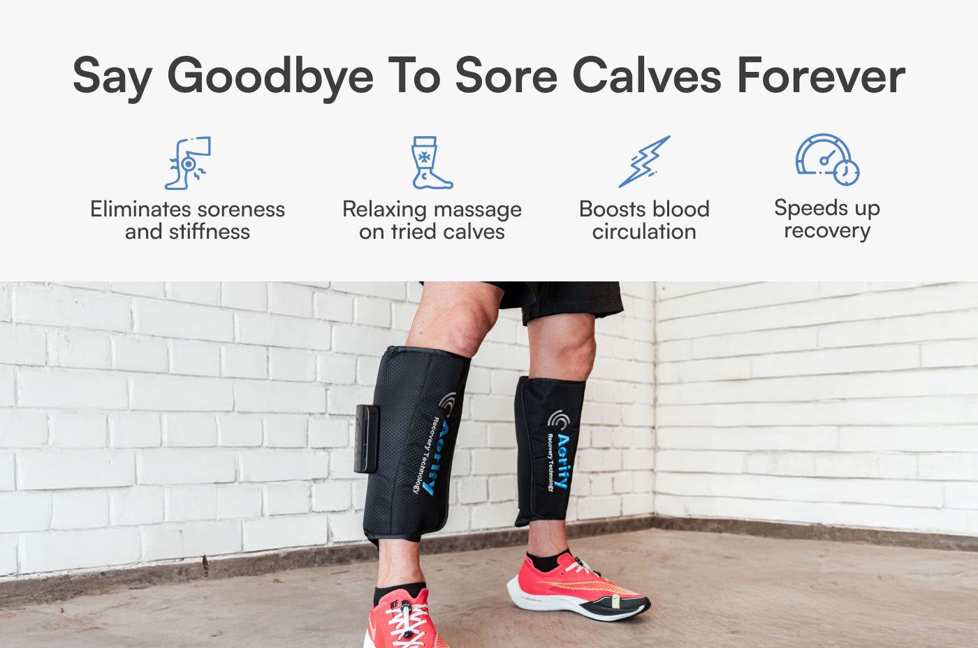 Aerify wireless calf compression sleeves product kit.