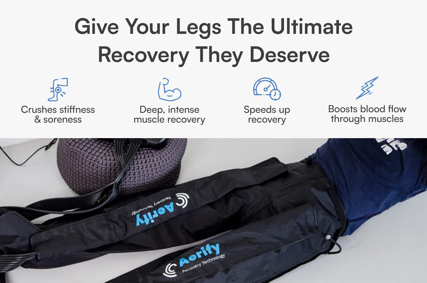 Aerify Standard plug-in compression boots and pants attachments.