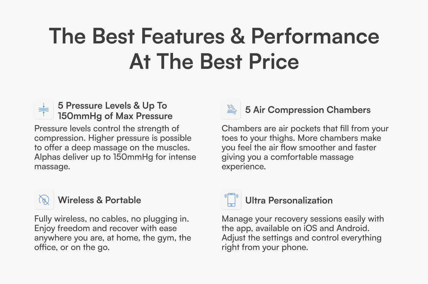 Aerify Wireless Alphas Compression Boots app-controlled compression boot detail.
