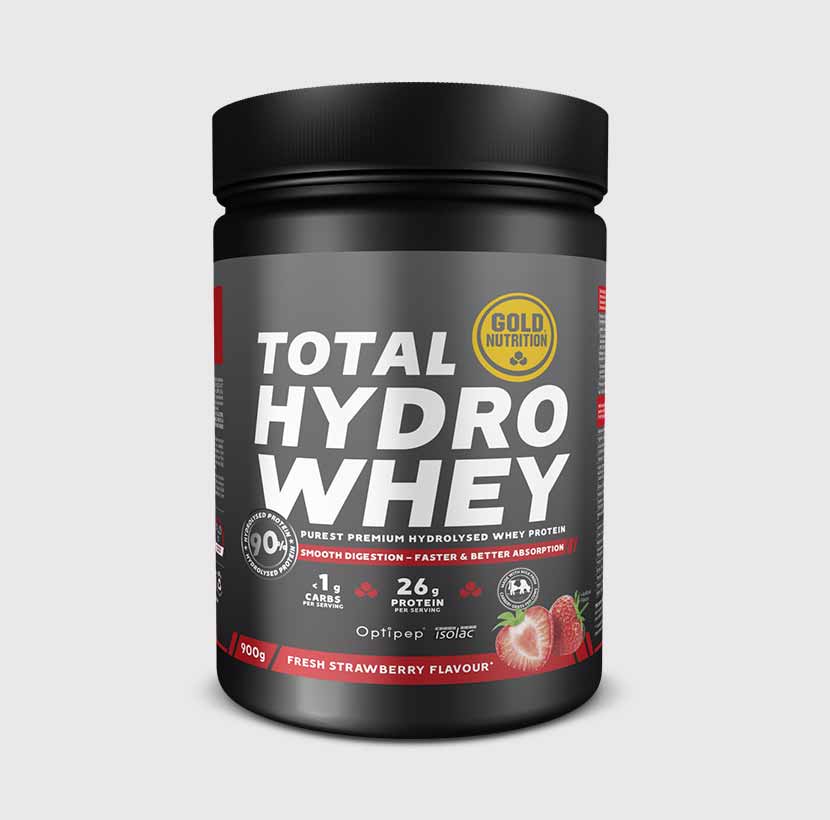 GoldNutrition Total Hydro Whey Vanilla hydrolysed whey protein powder container front label