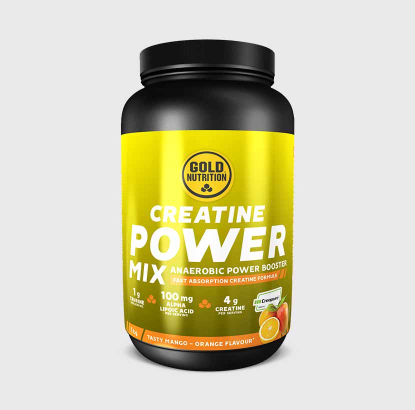 GoldNutrition Creatine Power Mix supplement powder container showing the front label.