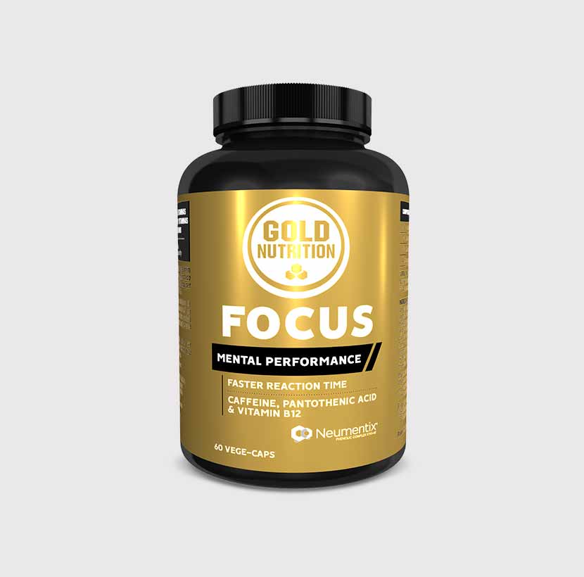 GoldNutrition Focus caffeine supplement tablet bottle.