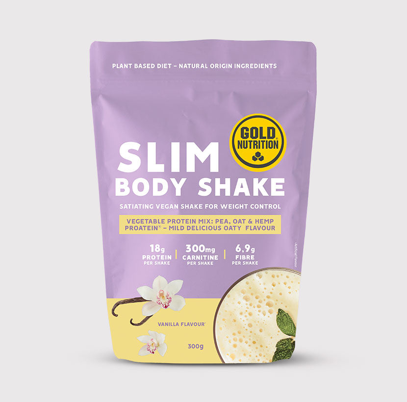 Prepared Slim Body plant protein shake in a glass.