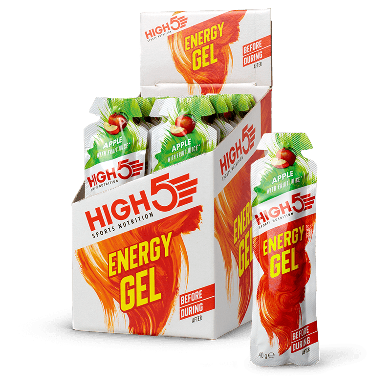 HIGH5 Energy Gel sachet showing portable gel format for running, cycling, and triathlon