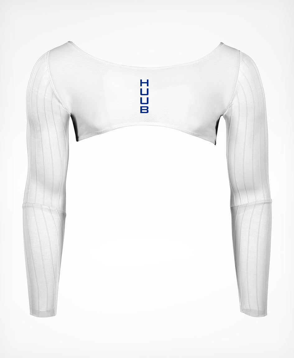 HUUB Aero-Bridge Full Sleeve Base Layer front product view in white.