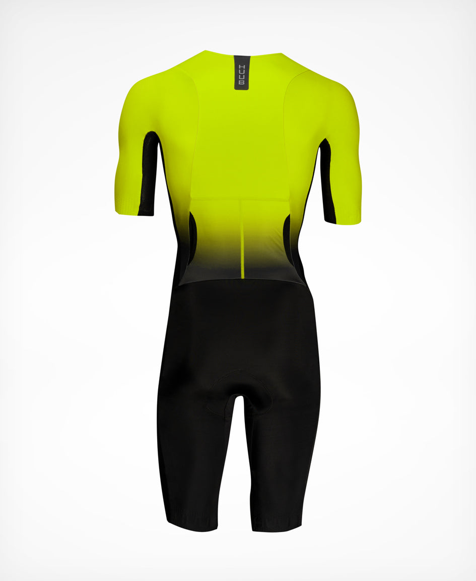 HUUB TC Performance men's tri suit in Fluo Yellow, side view
