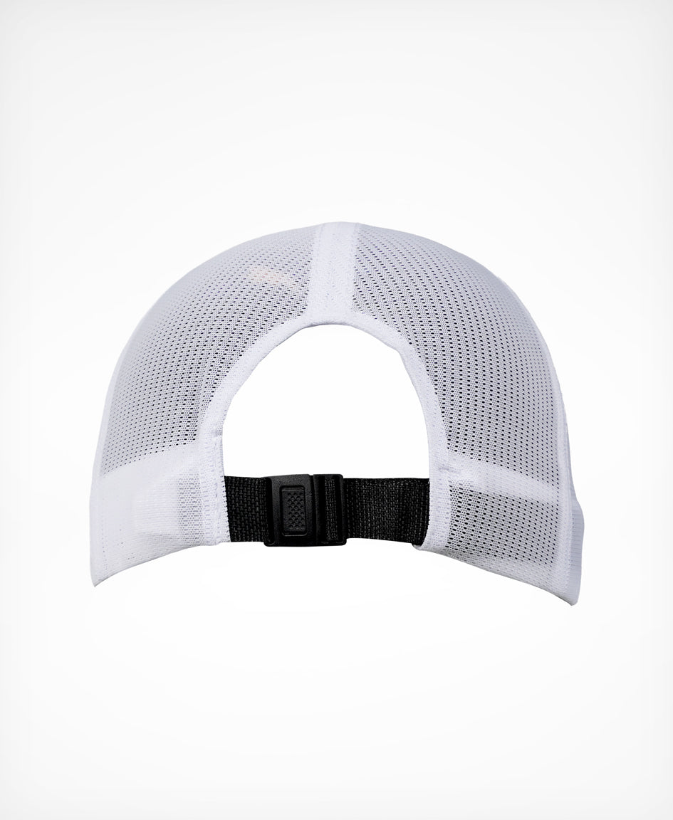 HUUB Running Baseball Cap side view with mesh panel and adjustable fit detail.