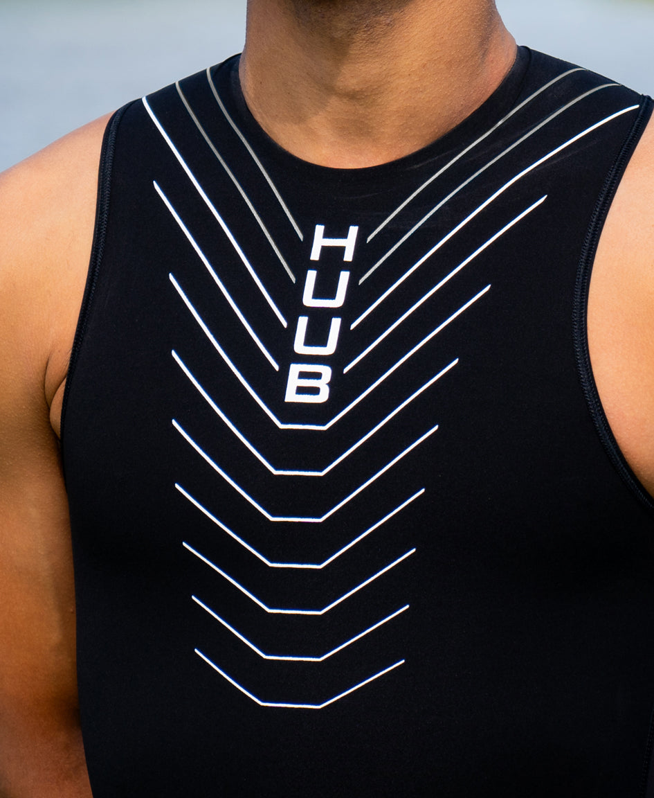 HUUB TC Performance swimskin detail for men's non-wetsuit triathlon kit