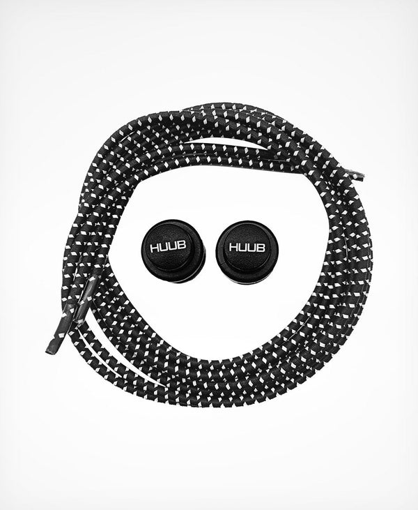 HUUB Elastic Laces with Locks in black for no-tie triathlon and running shoe setup