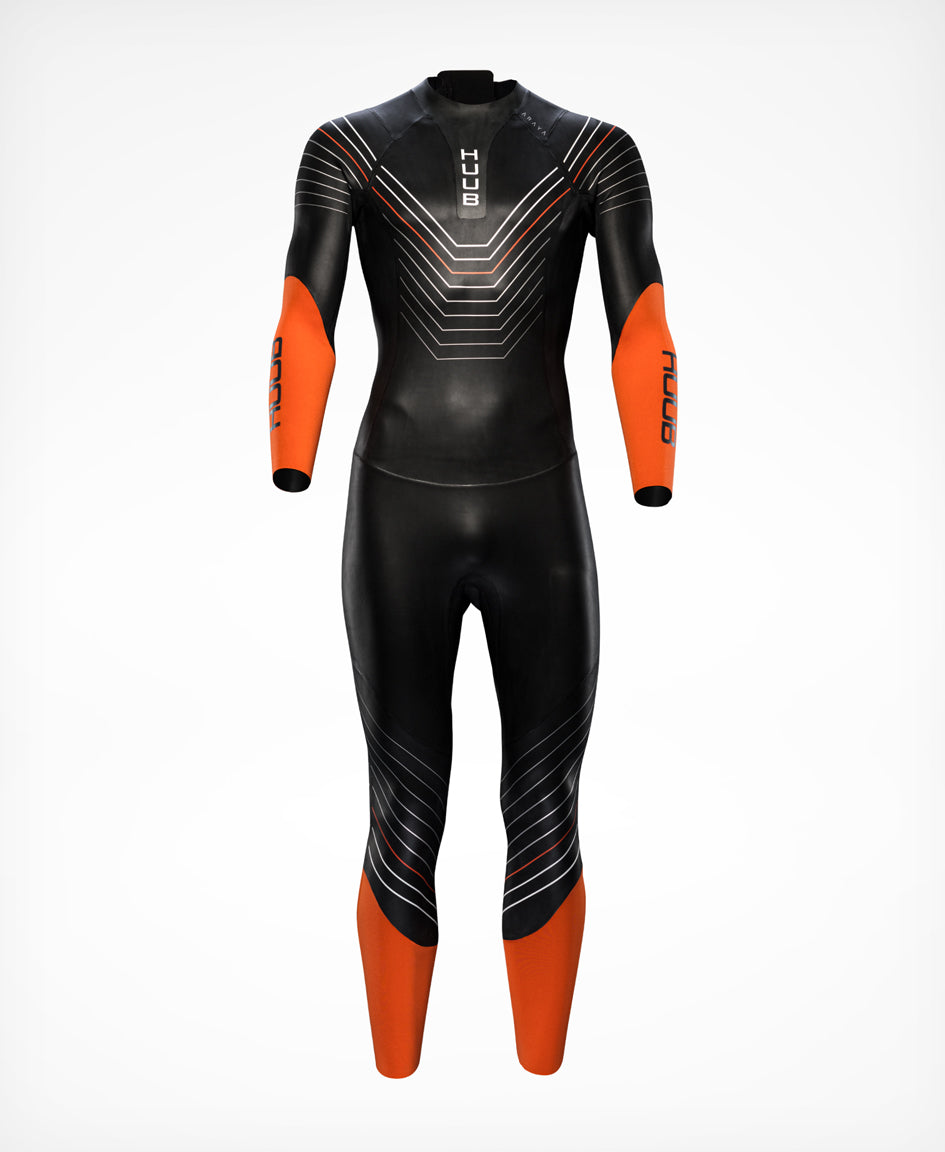 HUUB Araya men's wetsuit product detail view with neoprene panel construction