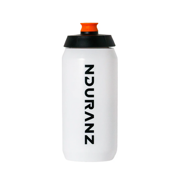Nduranz 550ml sports bottle with a clear plastic body and blue screw-on lid, designed for gym and outdoor activities.