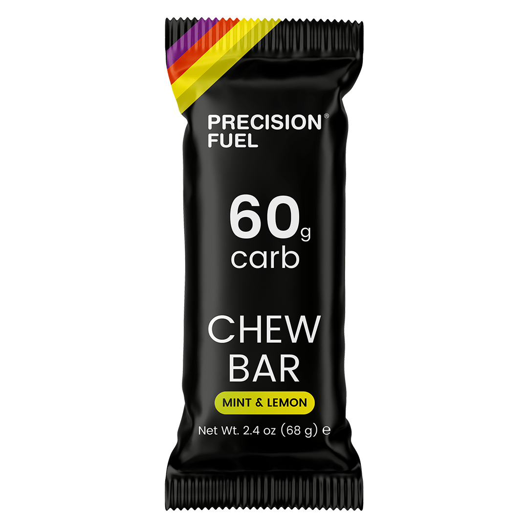 Single serve Precision Fuel & Hydration PF 60 Chew Bar with citrus flavor, showing the packaging and product details.