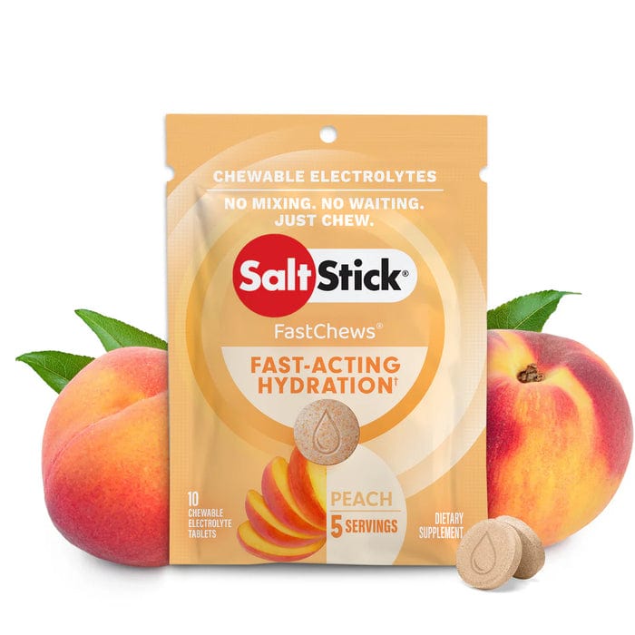SaltStick FastChews assorted chewable electrolyte tablets and packet.