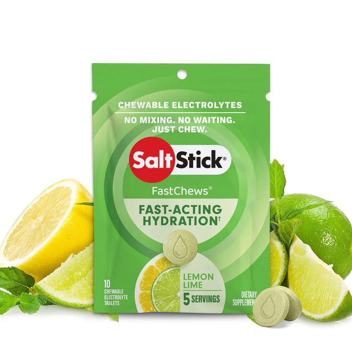 SaltStick FastChews orange flavour chewable electrolyte tablets product image.