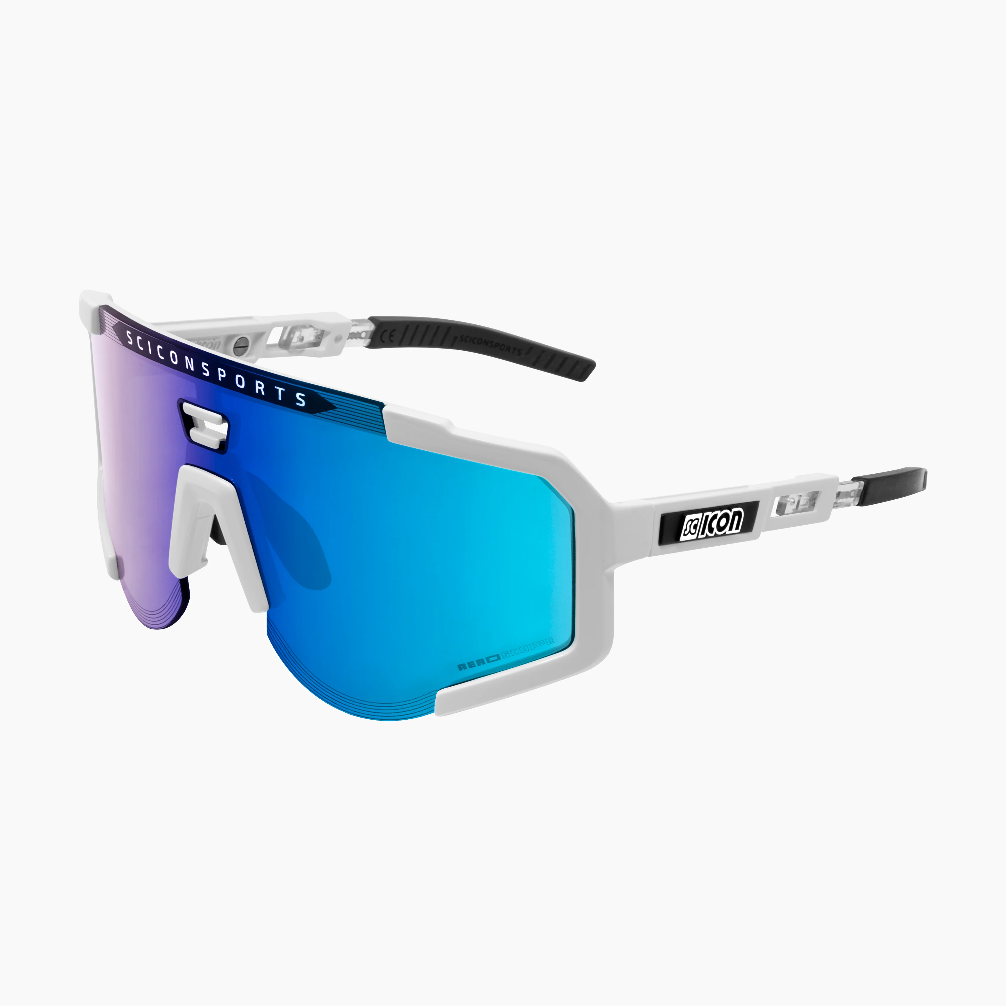 Scicon Aeroscope high-performance sport sunglasses with black gloss frame and red multi-mirror lenses
