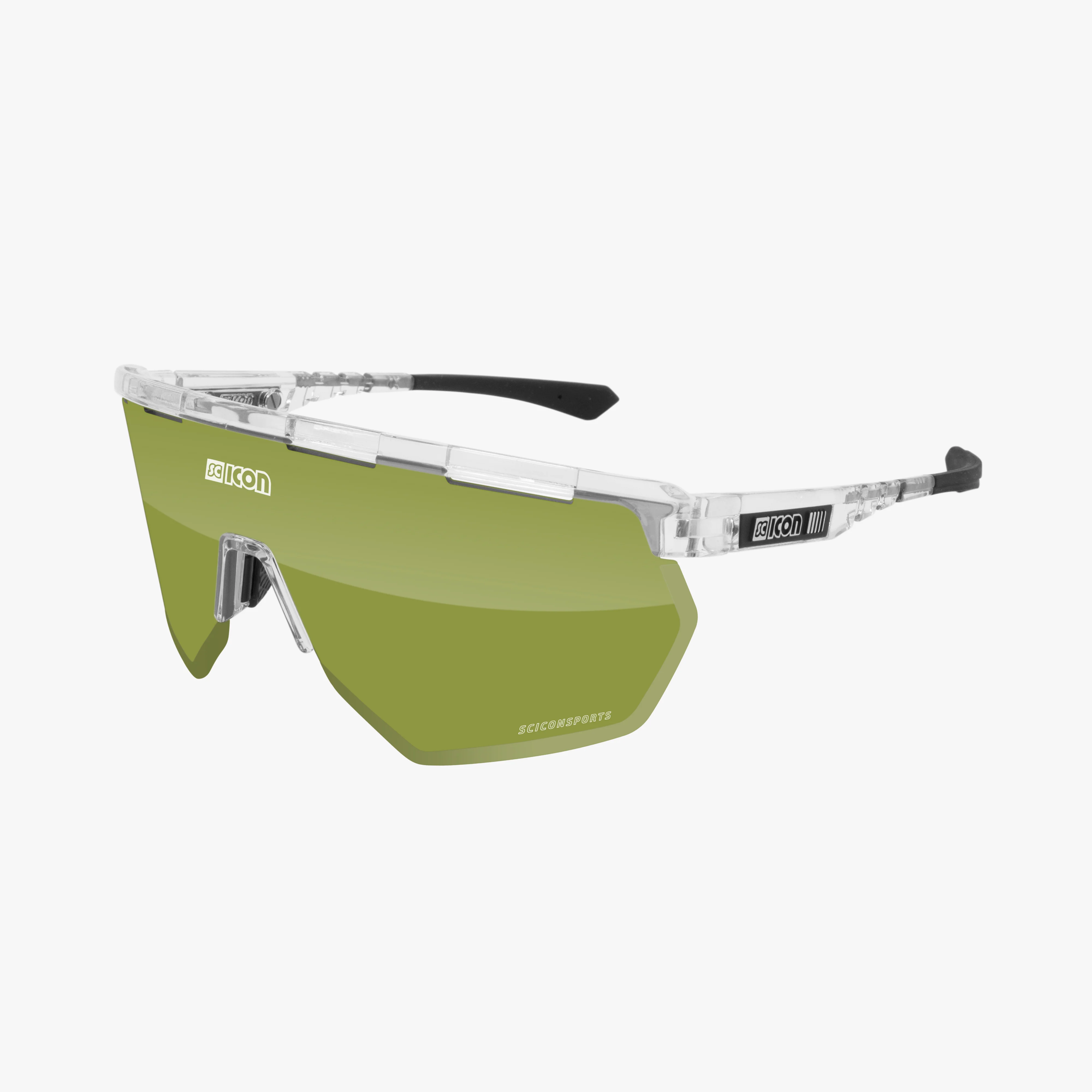 Black gloss AEROWING high-performance sport sunglasses by Scicon with red multimirror lenses, designed for active sports.