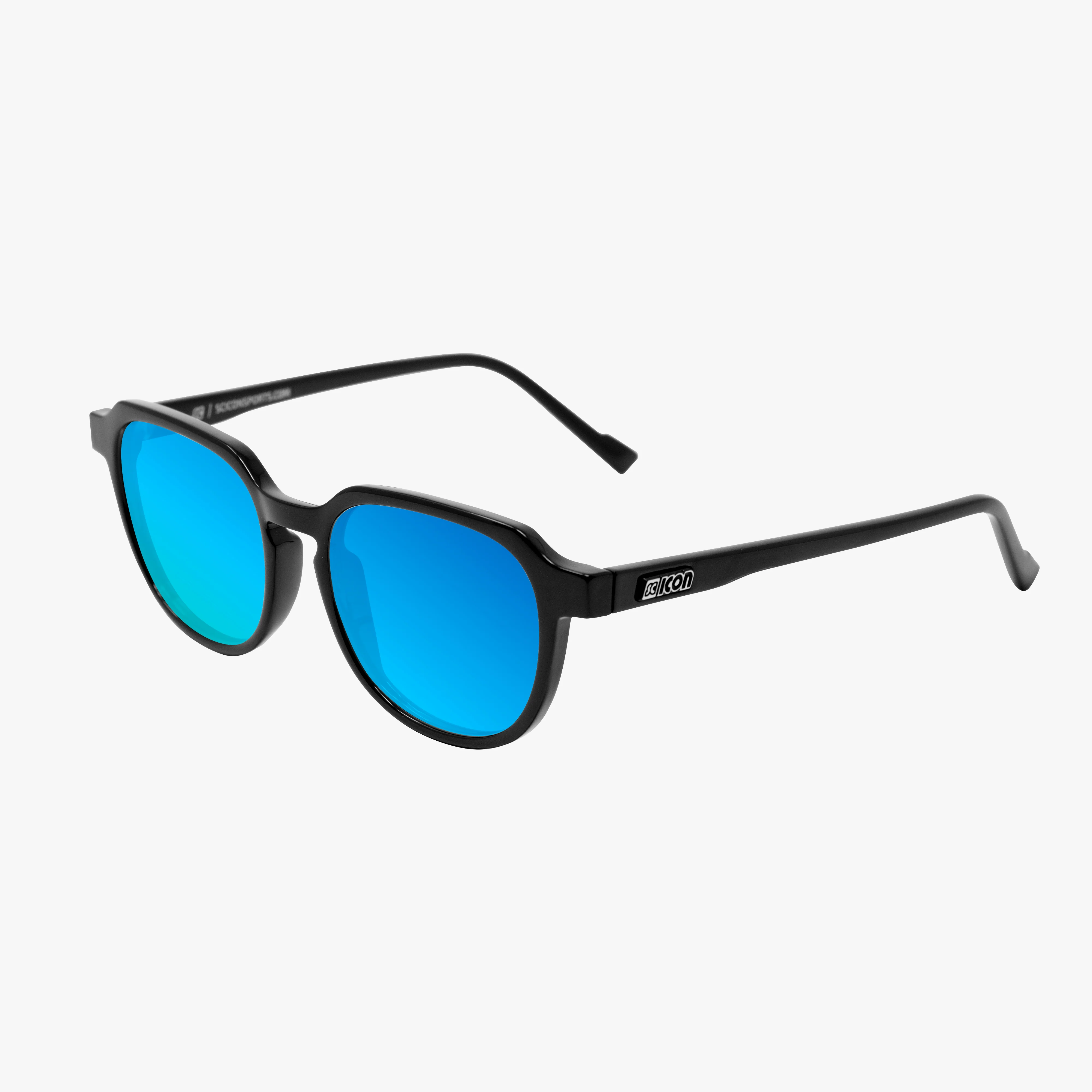Black gloss Italian eyewear by Scicon with red multimirror lenses from the Vertex Timeless collection.