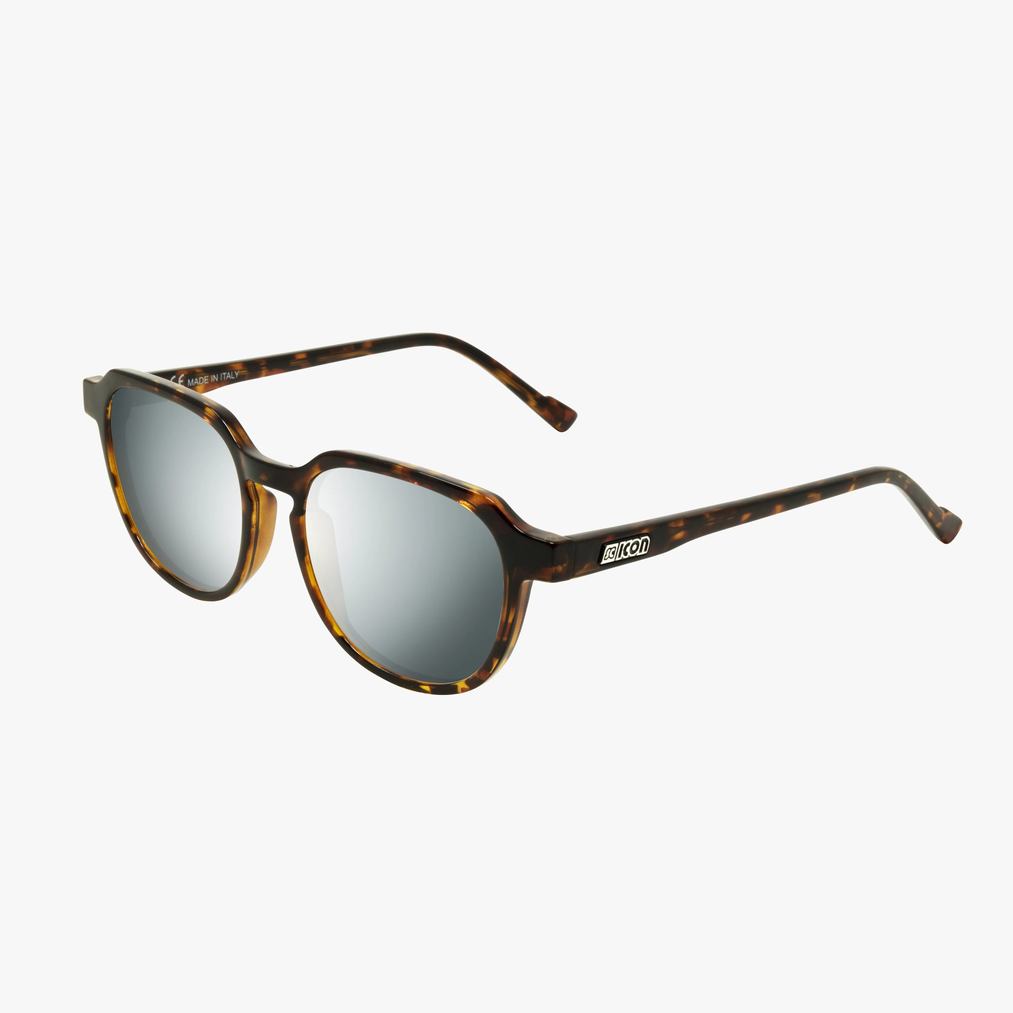Black gloss Italian eyewear by Scicon with red multi-mirror lenses from the Vertex Timeless collection.