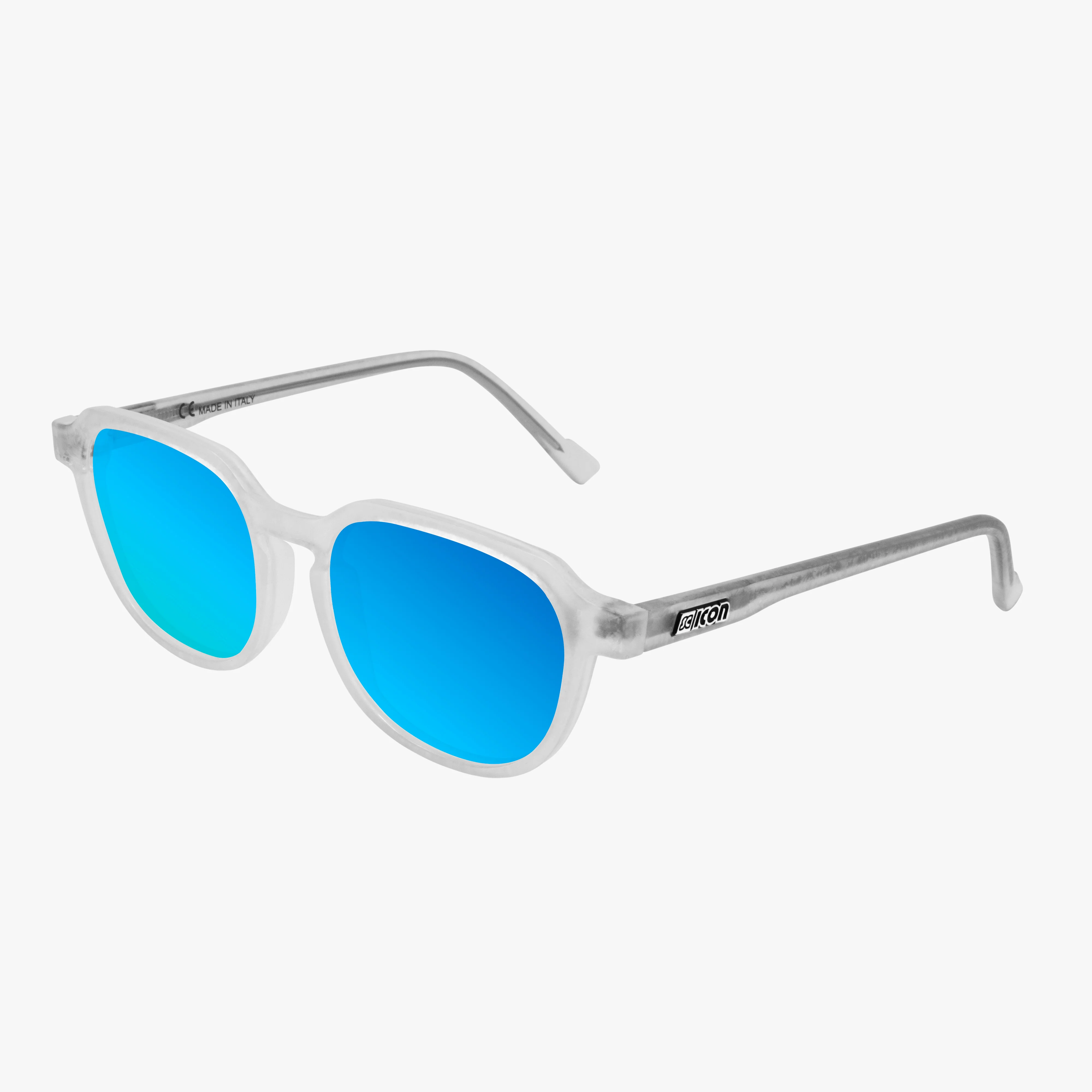 Black gloss Italian eyewear by Scicon with red multi-mirror lenses, sleek and stylish Vertex design.