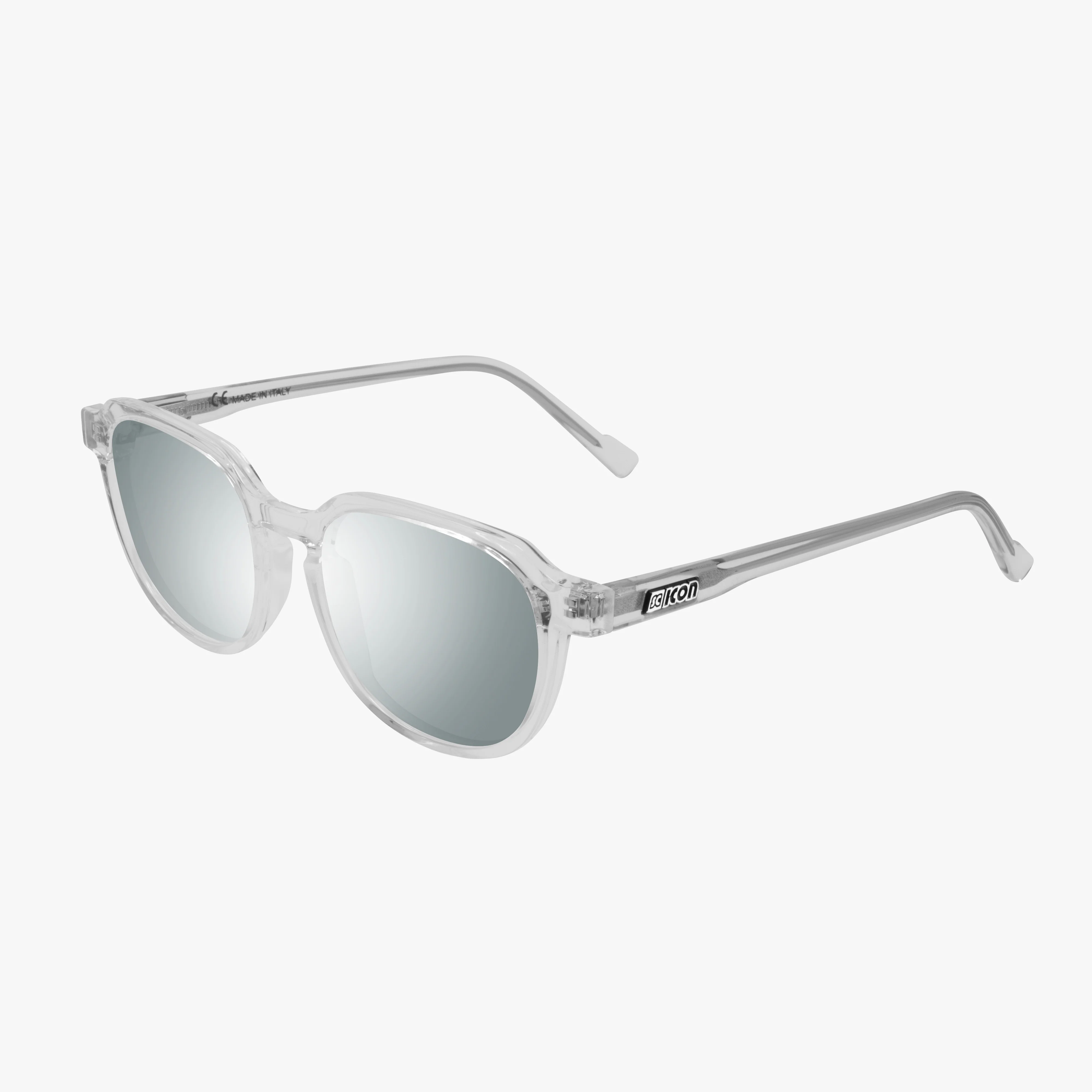 Scicon Vertex Timeless Italian Eyewear with black gloss finish and red multimirror lenses, stylish and modern sunglasses.