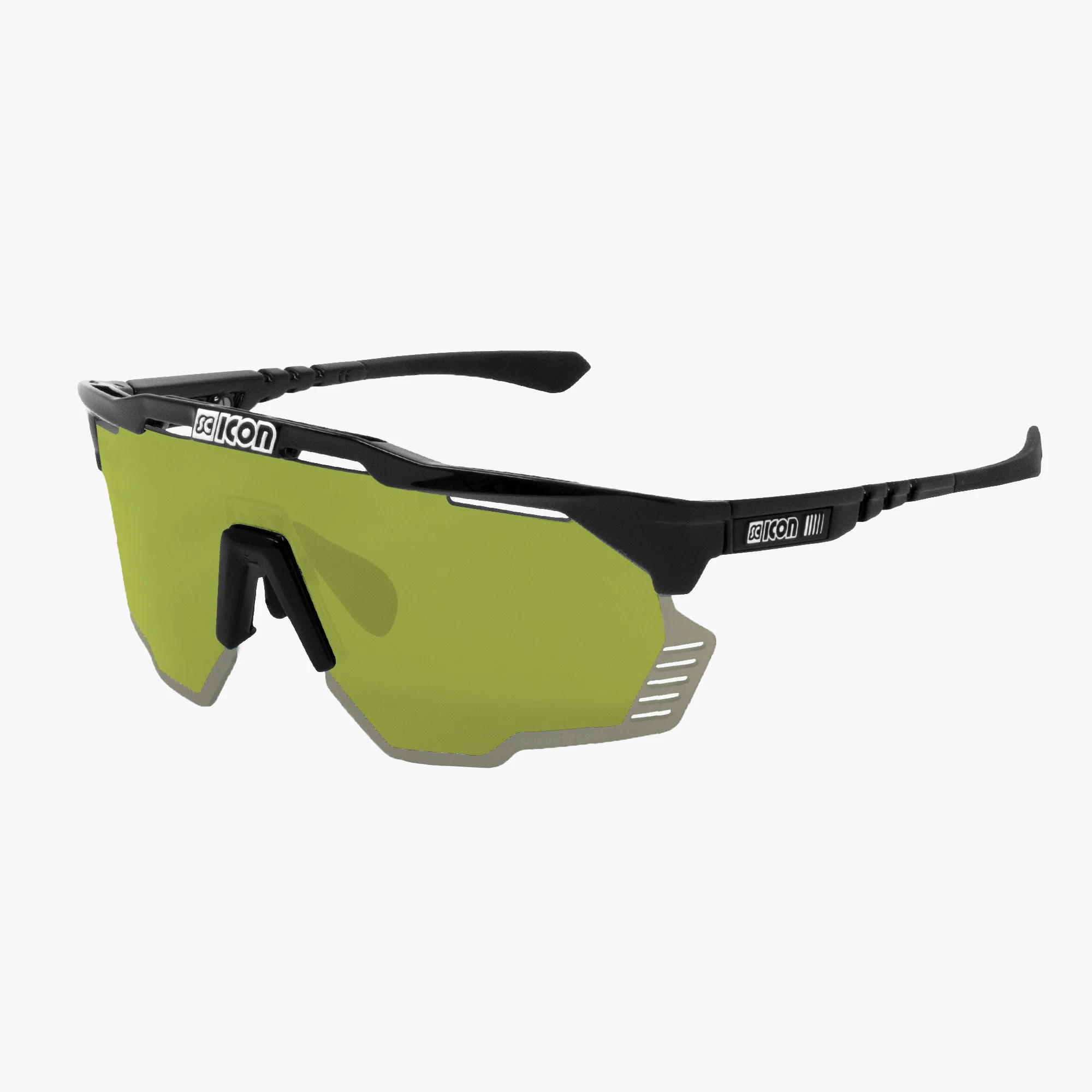 Scicon Aeroshade Kunken high-performance sport sunglasses with matte carbon frame and red multi-mirror lenses.