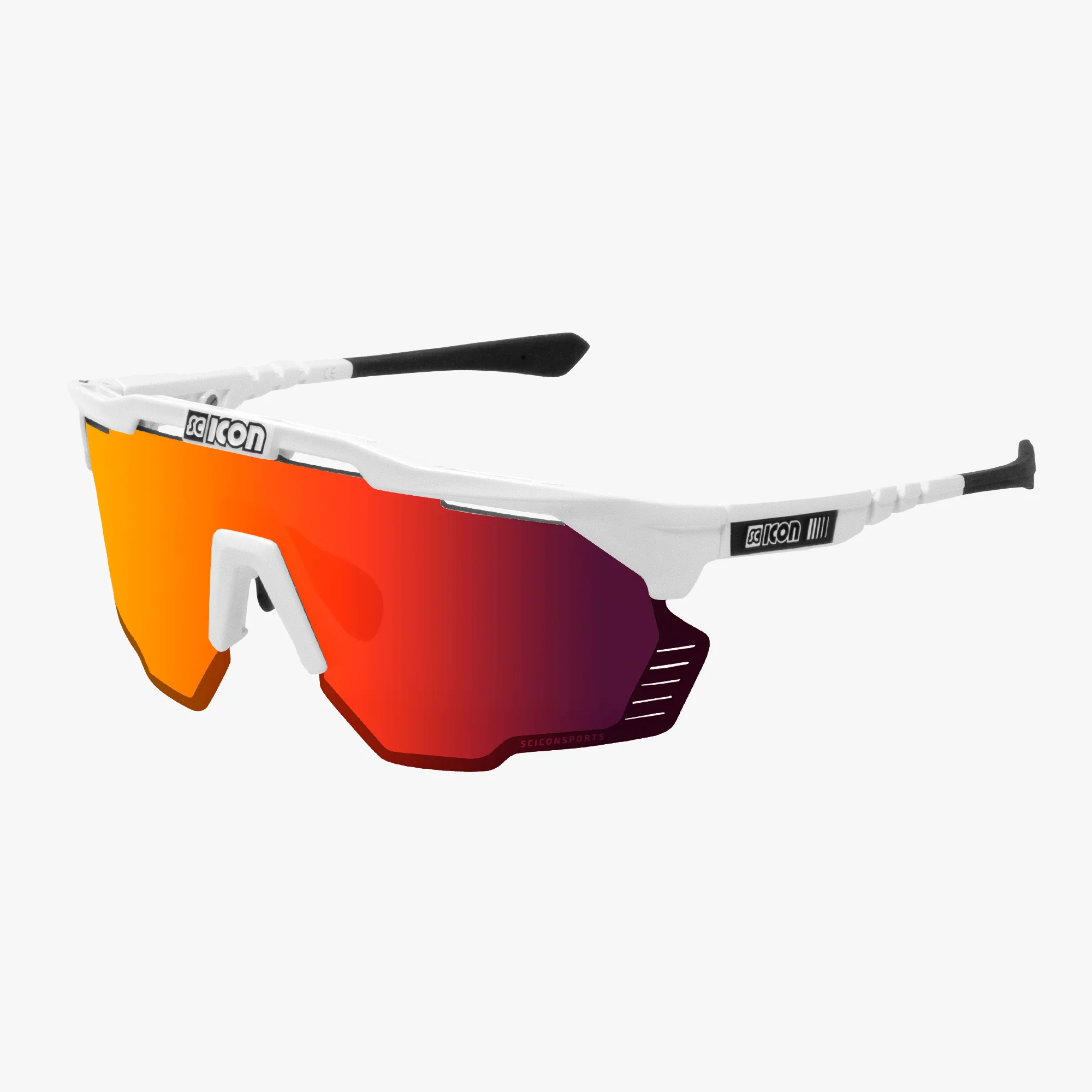 Scicon Aeroshade Kunken high-performance sport sunglasses with carbon matte finish and red mirror lenses