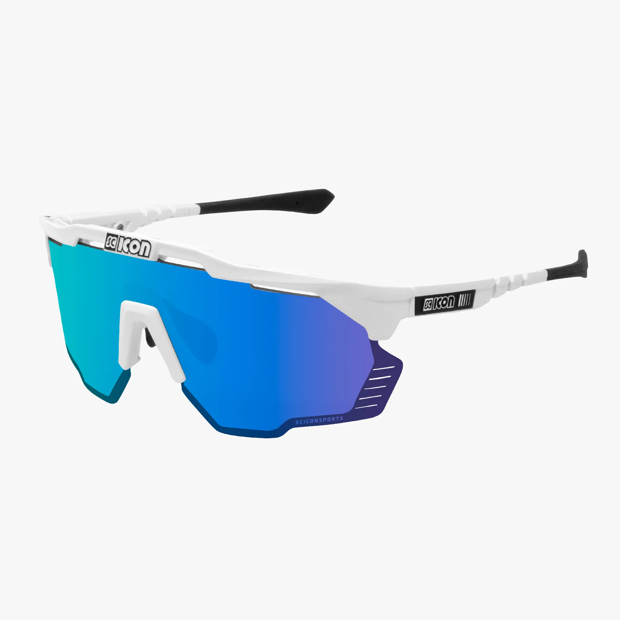 Scicon Aeroshade Kunken high-performance sport sunglasses with matte carbon frame and red mirrored lenses.