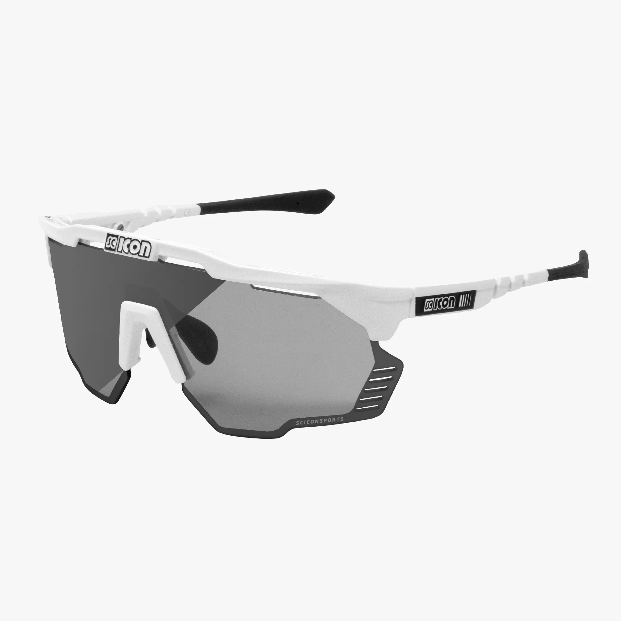 Scicon Aeroshade Kunken high-performance sport sunglasses with matte carbon frame and red mirror lenses.