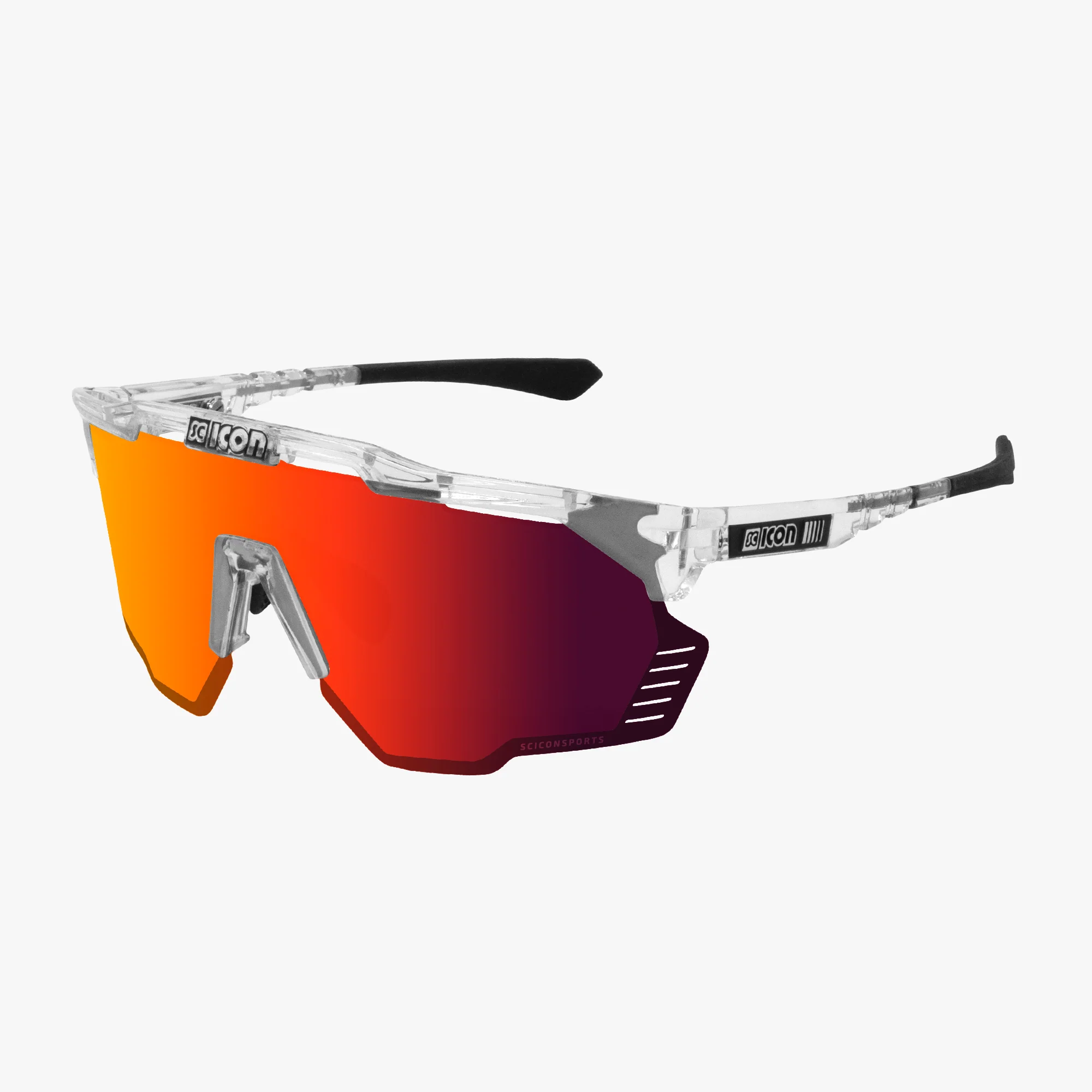 Scicon Aeroshade Kunken high-performance sport sunglasses with matte black frame and red mirror lenses.