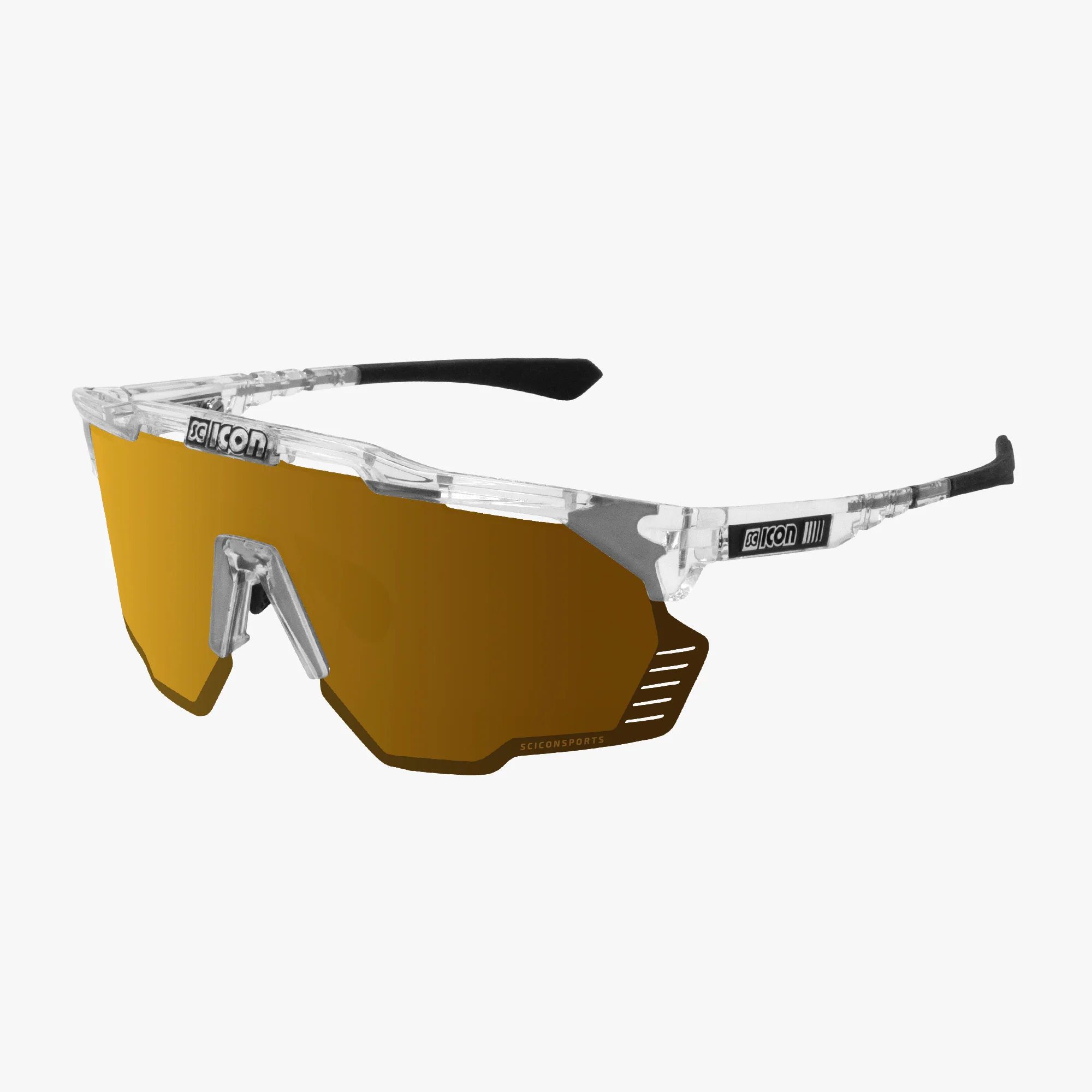 Scicon Aeroshade Kunken high-performance sport sunglasses with matte carbon frame and red multi-mirror lenses.