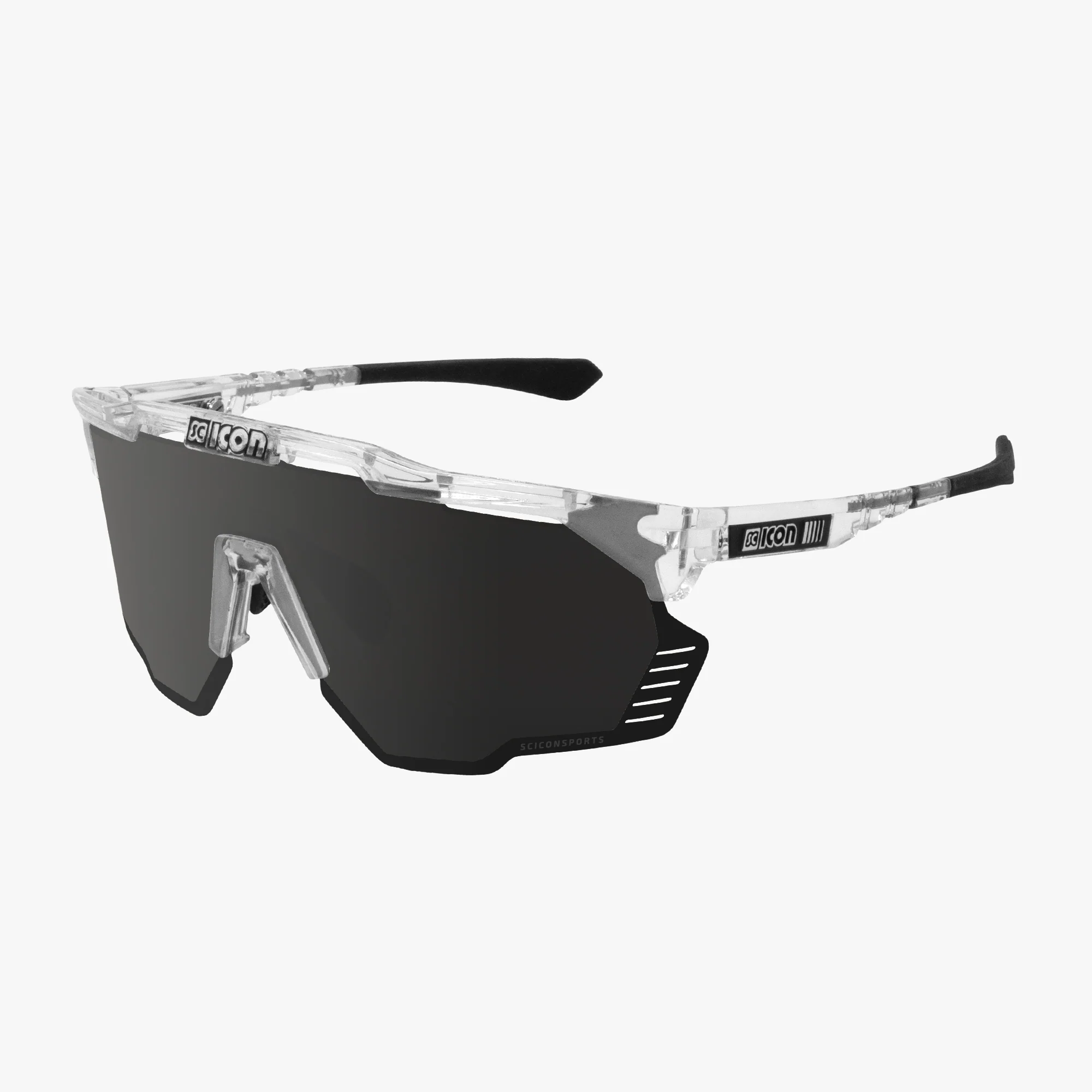 Scicon Aeroshade Kunken high-performance sport sunglasses with matte carbon frame and red multimirror lenses.