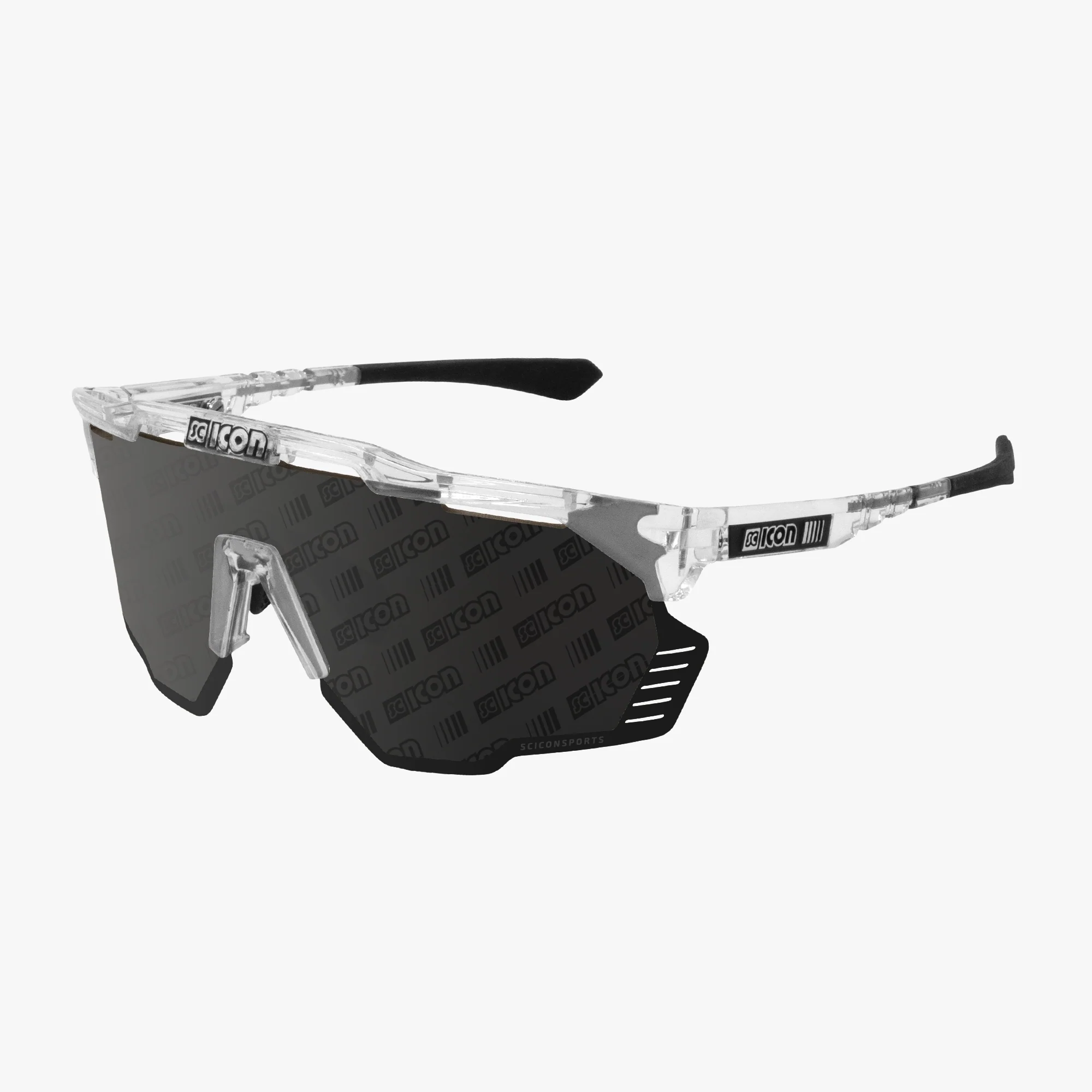 Scicon AeroShade Kunken high-performance sport sunglasses with carbon matte frame and red mirror lenses.