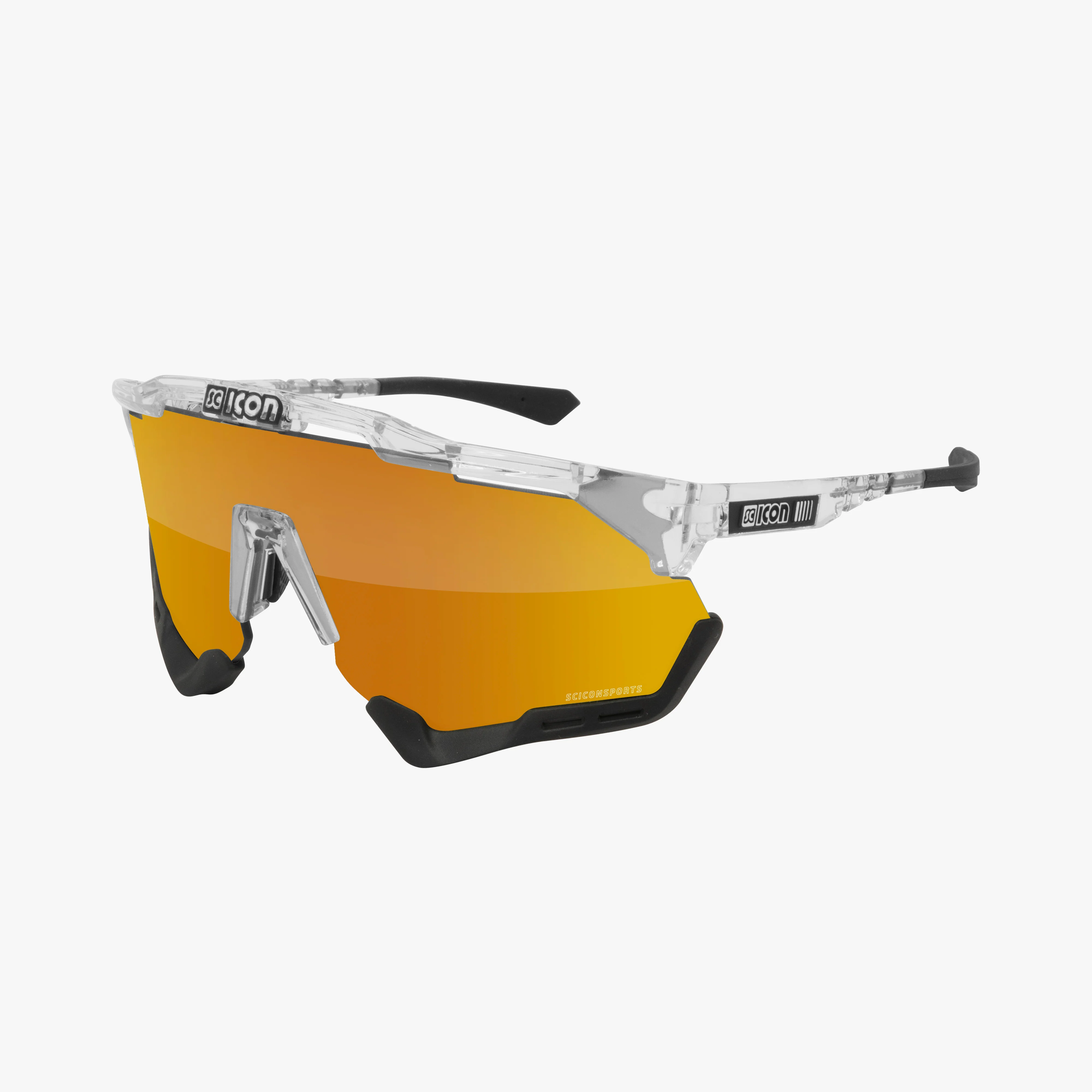 Scicon Aeroshade XL high-performance sport sunglasses with carbon matte frame and red multi-mirror lenses