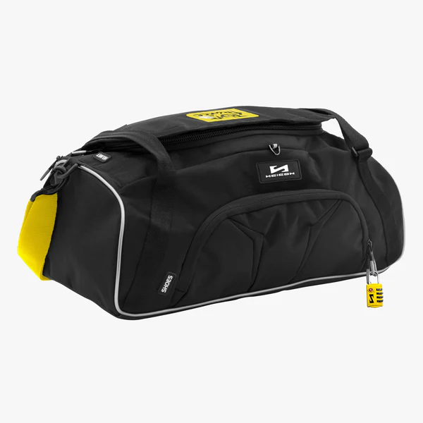 Black 25L Scicon duffel bag with sturdy handles and zip closure, ideal for travel or gym use.