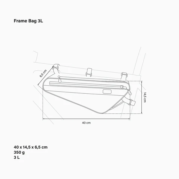 Scicon 3L bike frame bag attached to bicycle frame, compact storage for cycling essentials, durable and lightweight design