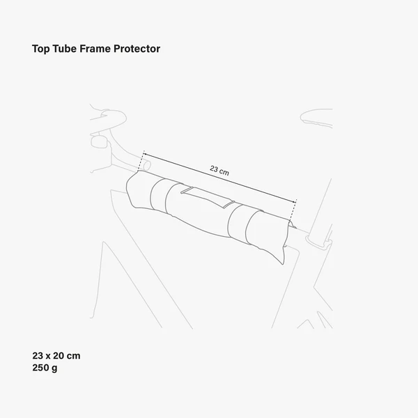 Scicon bicycle top tube protection pad with cushioned, durable material protecting bike frame from scratches and impacts.