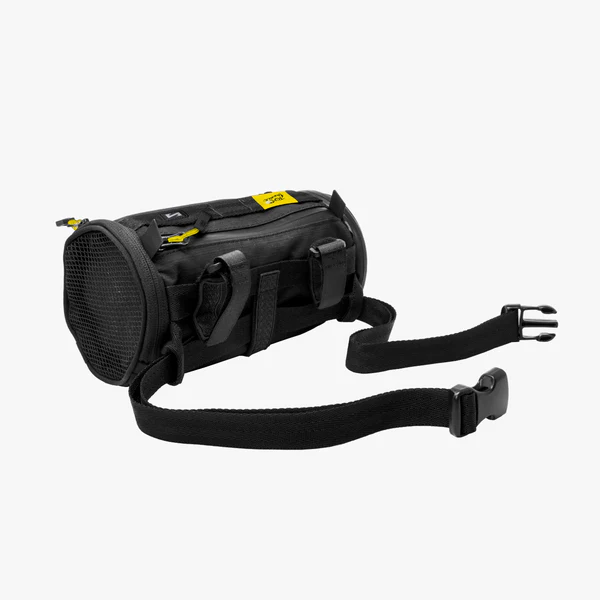 Scicon bike handlebar bag attached to a bicycle, compact storage solution with adjustable straps, ideal for cycling essentials.