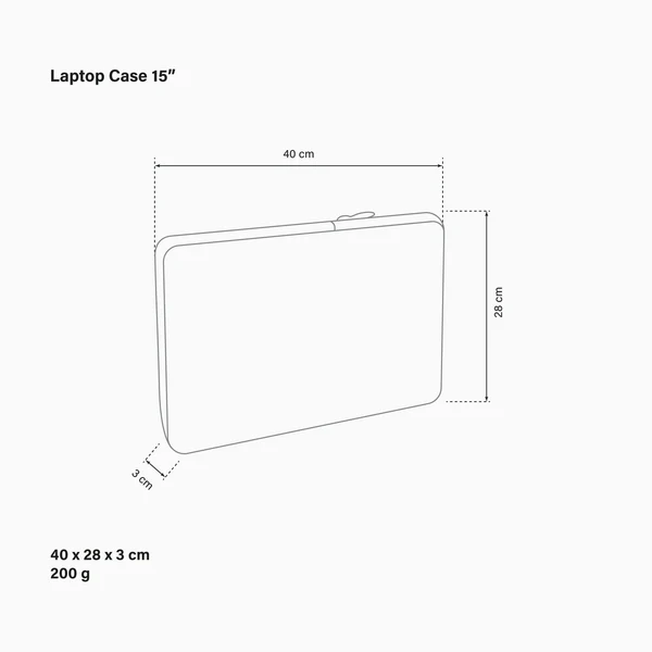 Scicon classic 15-inch laptop sleeve case with padded exterior and zipper closure, designed to protect and carry a laptop.